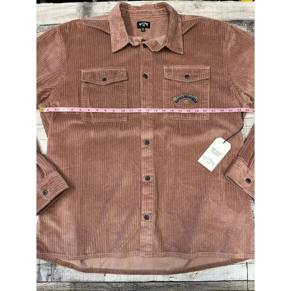 NWT Billabong Bong Days Corduroy Shirt Jacket Rosewood Button Up Surf Skate XXL